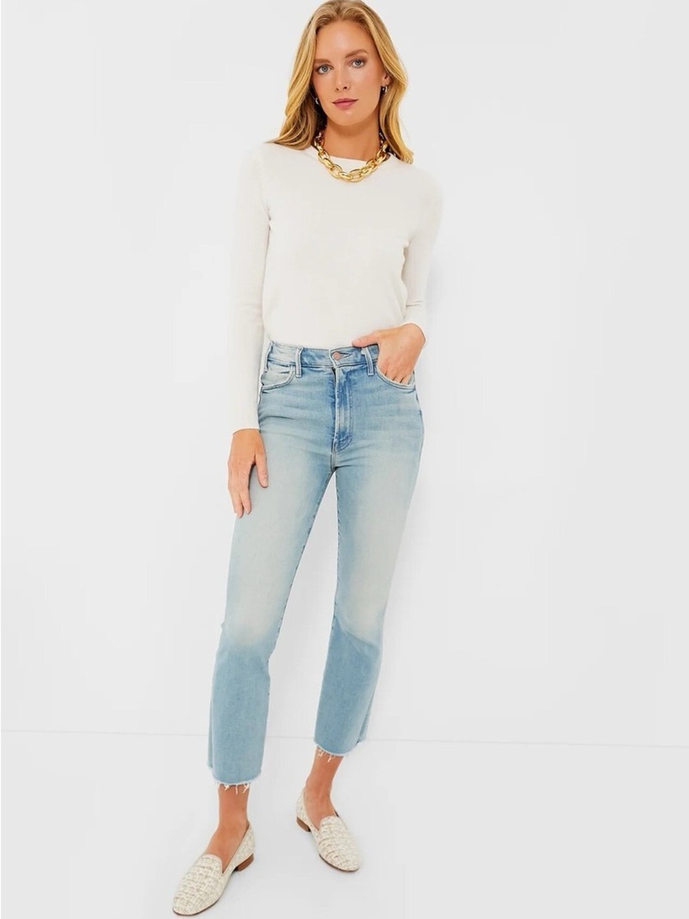 MOTHER Jeans The Hustler Ankle Fray Jeans in Au Revoir Wash Size 31